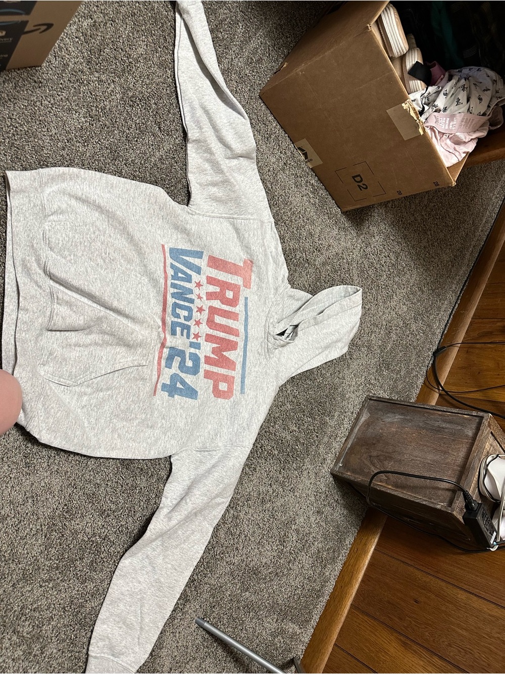 Trump Vance 24 Gray Hoodie - Political Graphic Pullover